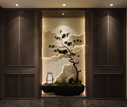 新中式玄关端景3d模型 