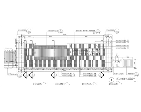  大门入口及围墙详图施工图cad施工图 