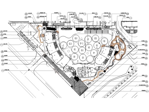  休闲公园拉膜造型钢结构施工图cad施工图 
