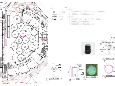  公园 社区给排水 污水 取水排水阀安装 复合材料盖板cad施工图 