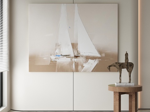  侘寂挂画 油画3d模型 