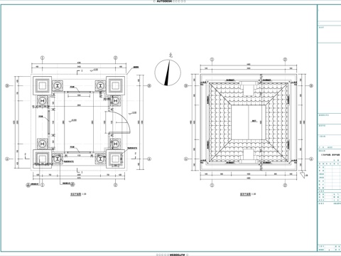  欧式景观亭施工图cad施工图 