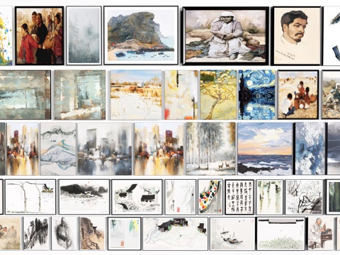  现代挂画 装饰画su模型 