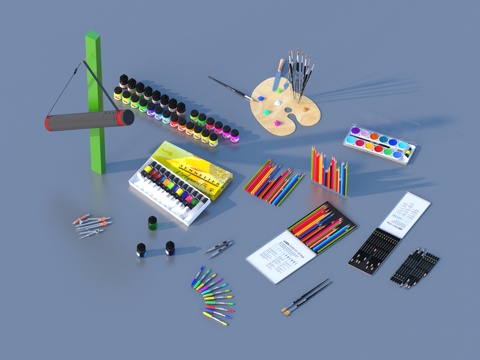  画笔 彩色铅笔 文具 学习用品 办公用品3d模型 