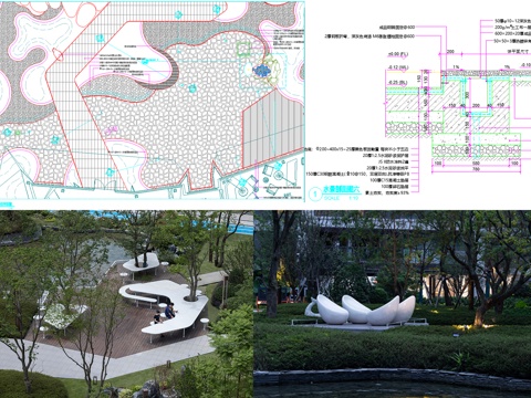  现代庭院 创意庭院 创意水景 休闲 公园cad施工图 