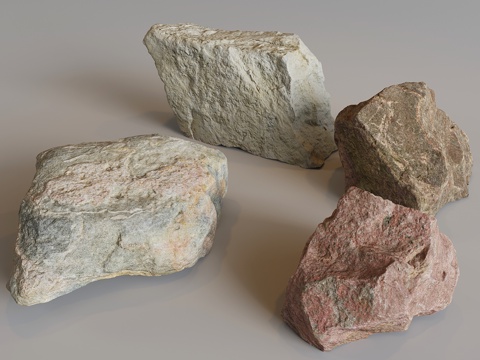  园林石头景观石 假山石块岩石造景 景观小品3d模型 
