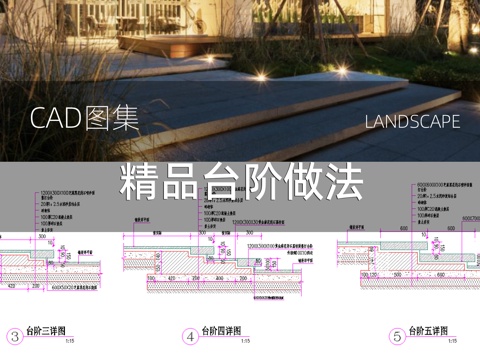  台节点 台阶收口 办公场地台阶 庭院步级cad施工图 