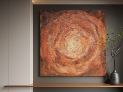  现代抽象挂画  现代侘寂装饰画 现代意式挂画su模型 