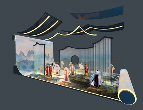  汉服展台3d模型 