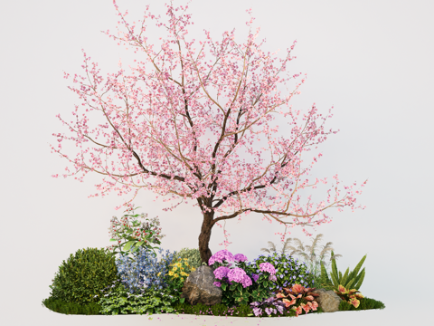  植物花镜 绿植组合  景观树 花草灌木su模型 