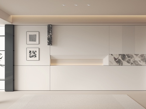  现代背景墙 装饰挂画su模型 