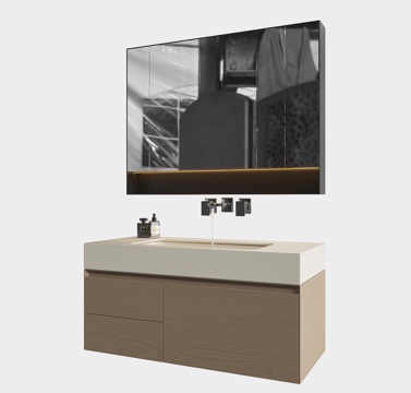  现代浴室柜 洗手台 镜柜3d模型 