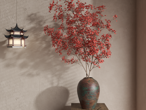  侘寂花艺 中古花艺 新中式花艺 现代花艺 花瓶3d模型 