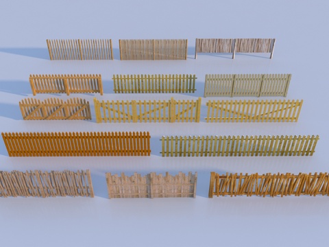  现代乡村木栏杆3d模型 