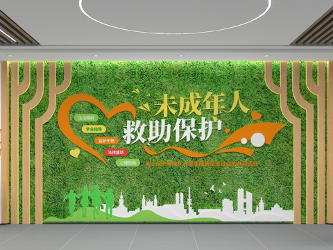  救援保护文化墙3d模型 