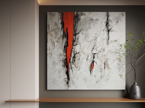  现代抽象挂画  现代侘寂装饰画 现代意式挂画su模型 