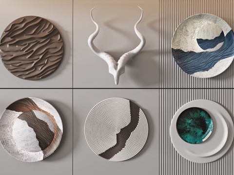  现代墙饰挂件 艺术装置 立体画3d模型 