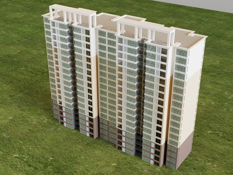  城市高层住宅配楼 多层建筑高楼大厦su模型 