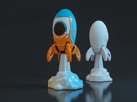  火箭 航天器 飞行器 手办 摆件 雕塑 卡通 游戏 道具3d模型 