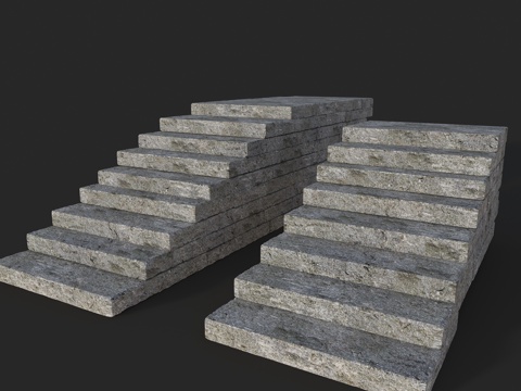  青石板台阶 公园台阶 老石板台阶 乡村毛石台阶 自然石板台阶3d模型 