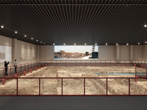  博物馆 展厅 土夯 数字展厅3d模型 