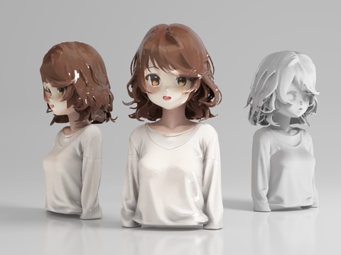  女孩 女人 女性 半身像 雕塑 摆件 手办 卡通 游戏 角色3d模型 