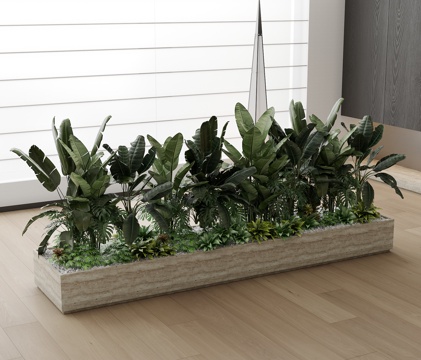  现代植物堆 绿植 盆栽 盆景 落地灯3d模型 