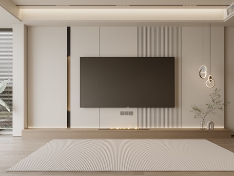  客厅电视背景墙3d模型 