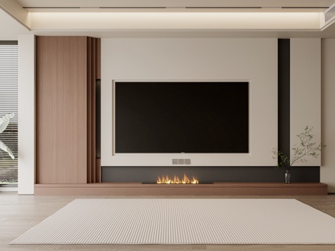  客厅电视背景墙3d模型 
