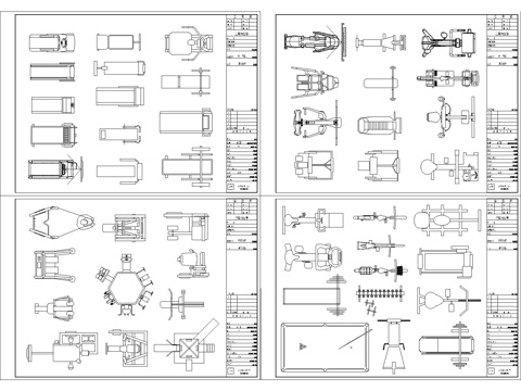  健身器材图块cad施工图 