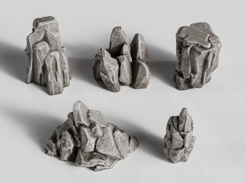  景观石 石块 石材 假山 园林石头 岩石3d模型 