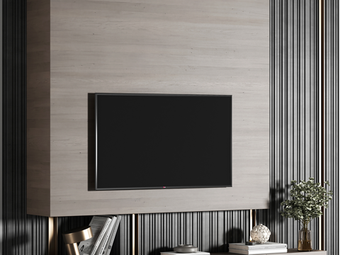  现代意式极简电视背景墙3d模型 