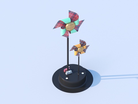  风车 纸风车 旋转风车 玩具 美陈3d模型 