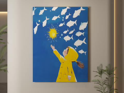  现代挂画 儿童房挂画 儿童房装饰画 儿童房卡通挂画 卡通装饰3d模型 