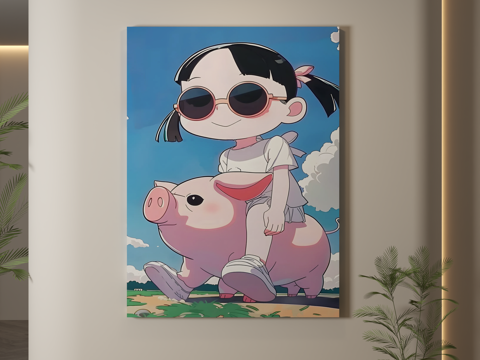  现代挂画 儿童房挂画 儿童房装饰画 儿童房卡通挂画 卡通装饰3d模型 