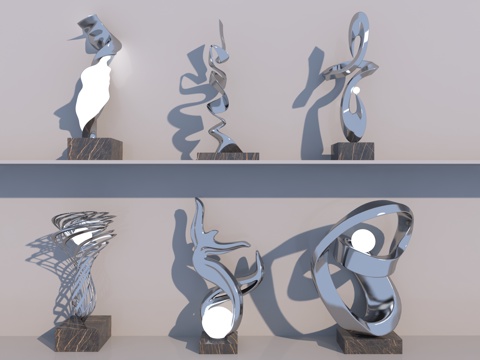 现代抽象雕塑摆件3d模型 
