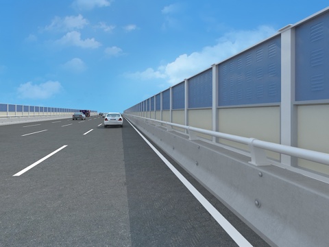  现代高速路护栏3d模型 