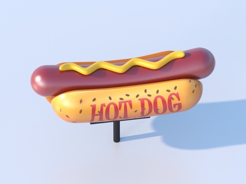  卡通 食物 热狗3d模型 