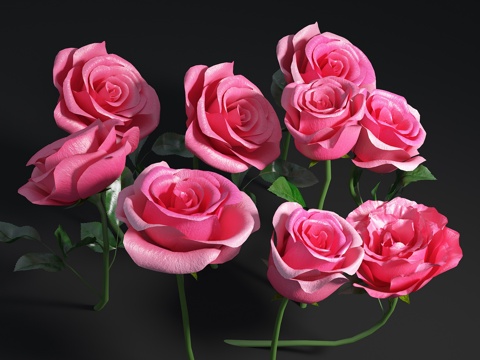  花朵 玫瑰花 牡丹花 红花 花草 花朵鲜花3d模型 