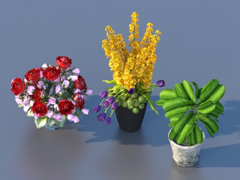  花卉 花艺摆件 花盆 盆栽 绿植 植物3d模型 