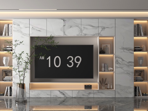  电视背景墙3d模型 