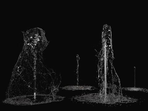  现代喷泉 流水 水幕 瀑布su模型 