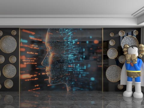  现代背景墙3d模型 