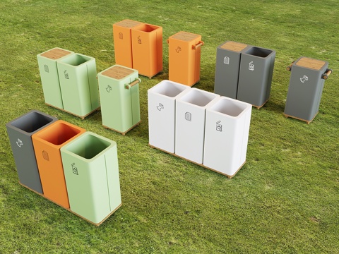  户外垃圾桶垃圾箱 分类垃圾桶su模型 