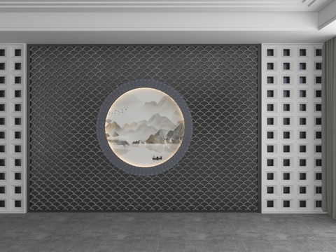 现代背景墙3d模型 