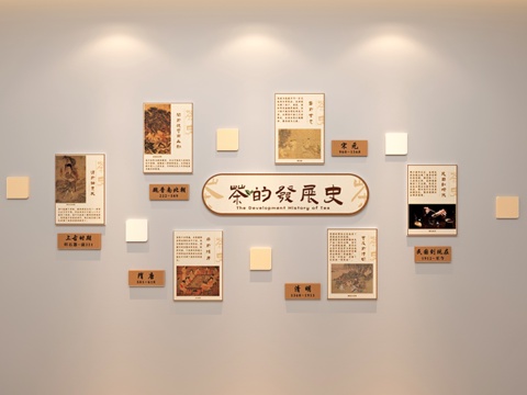  茶的发展历史 墙饰 茶楼墙饰 中式墙饰3d模型 