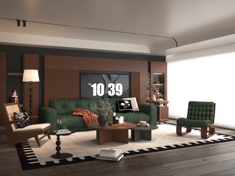  现代客厅3d模型 