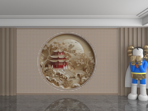  现代背景墙3d模型 