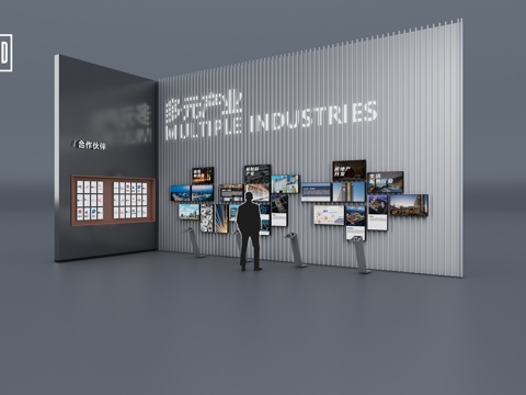  展览展示展厅 文化墙 显示装置 墙面显示屏 屏幕矩阵墙 互动3d模型 