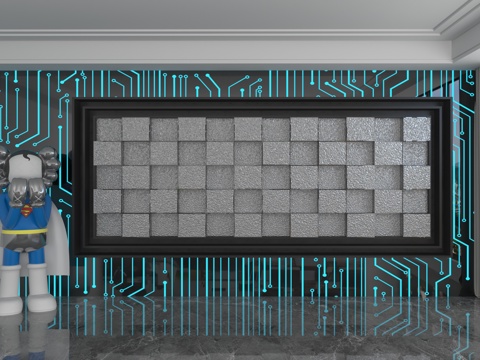  现代背景墙3d模型 
